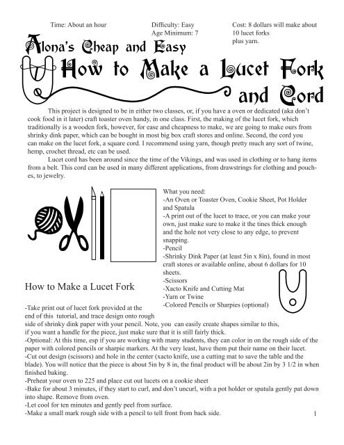 How to Make a Lucet Fork and Cord - AlonaTwoTrees.com